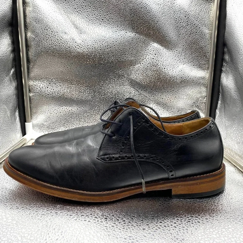 Johnston & Murphy‎ Tyson Plain Toe Shoes Mens 10.5 Black Leather Dress Lace Up